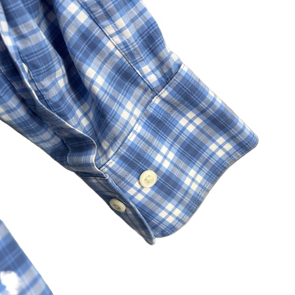 Peter Millar Button-Up Shirt Blue Plaid Long Sleeve Collared‎ Cotton Mens Large - Picture 3 of 5